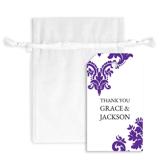 Damask Hanging Gift Tags with Organza Bags